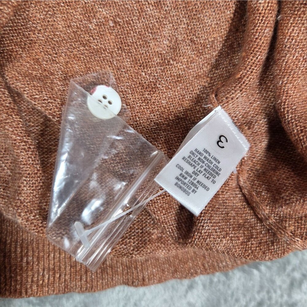 Bonobos Top Mens Small Rust Brown Marl Italian Linen Henley Preppy Sweater NWOT - Picture 8 of 10